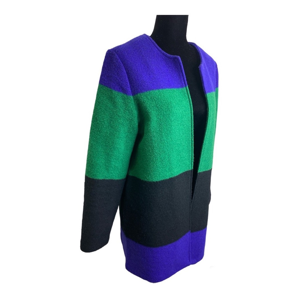 Max Studio Colorblock Open Front Coat Size M - image 2